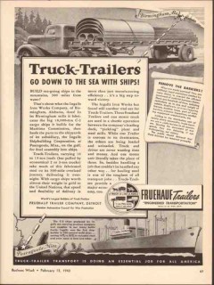 fruehauf trailer company 1943 ingalls go to sea with ships vintage ad