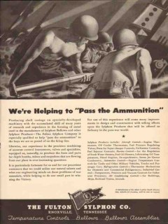 fulton sylphon company 1943 helping pass the ammunition ww2 vintage ad