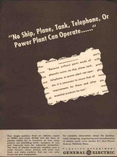general electric 1943 no ship plane tank telephone operate vintage ad