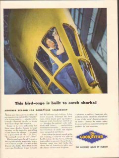 goodyear 1943 bird-cage built to catch sharks ww2 vintage ad goodyear 1943 bird-cage built to catch sharks ww2 vintage ad