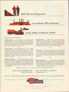 Gulf Oil Corp 1943 Vintage Ad Engineers War Industry Weapon WW2 WWII