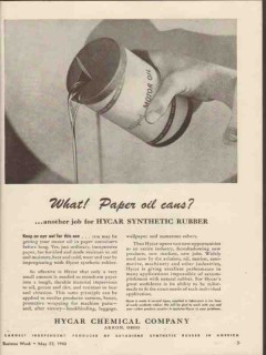 hycar chemical company 1943 paper oil cans synthetic rubber vintage ad hycar chemical company 1943 paper oil cans synthetic rubber vintage ad