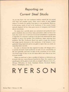 joseph t ryerson son inc 1943 reporting current steel stock vintage ad