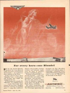 kaiser cargo inc 1943 for every hero one blondel fleetwings vintage ad kaiser cargo inc 1943 for every hero one blondel fleetwings vintage ad