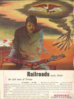 koppers company 1943 railroads made hitler sick man europe vintage ad