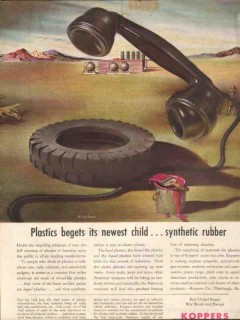 koppers company 1943 plastic begets synthetic rubber ww2 vintage ad