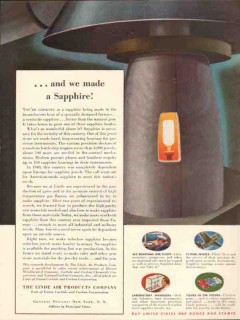 linde air products co 1943 we made a sapphire synthetic vintage ad