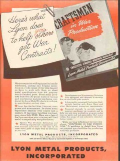 lyon metal products inc 1943 help you get war contracts ww2 vintage ad