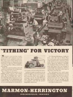 marmon-herrington 1943 employees tithing for victory ww2 vintage ad