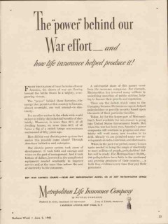 metropolitan life insurance 1943 power behind war effort vintage ad metropolitan life insurance 1943 power behind war effort vintage ad