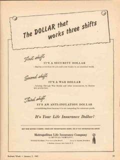 metropolitan life insurance 1943 dollar works three shifts vintage ad metropolitan life insurance 1943 dollar works three shifts vintage ad