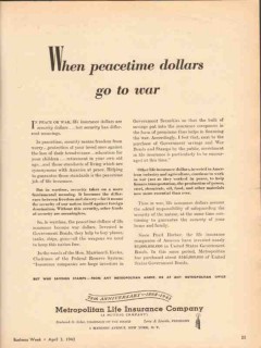 metropolitan life insurance 1943 peacetime dollars war ww2 vintage ad metropolitan life insurance 1943 peacetime dollars war ww2 vintage ad