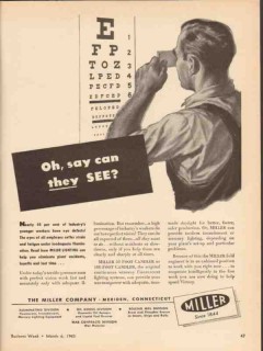 miller company 1943 say can they see fluorescent lighting vintage ad