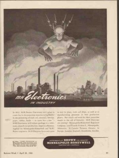 minneapolis-honeywell regulator company 1943 industry ww2 vintage ad