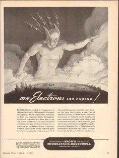 minneapolis-honeywell regulator company 1943 electrons ww2 vintage ad