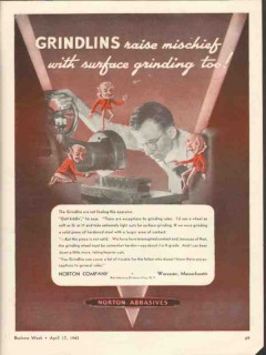 norton company 1943 grindlins raise mischief grinding vintage ad norton company 1943 grindlins raise mischief grinding vintage ad