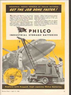 philco corp 1943 xl storage battery industrial trucks power vintage ad