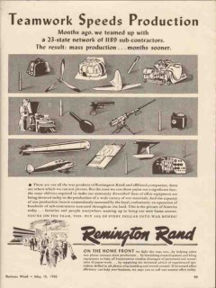 remington rand inc 1943 teamwork speeds war production ww2 vintage ad