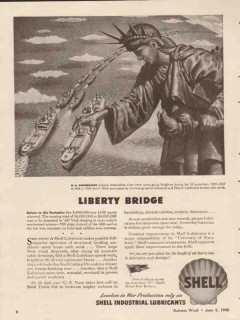 Shell Industrial Lubricants 1943 Vintage Ad Oil Liberty Bridge WW2
