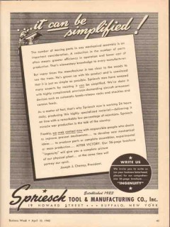 spriesch tool mfg company 1943 it can be simplified ww2 vintage ad spriesch tool mfg company 1943 it can be simplified ww2 vintage ad