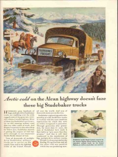 studebaker truck 1943 arctic cold alcan highway doesnt faze vintage ad