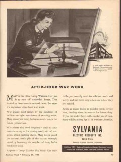 sylvania electric products inc 1943 after hours lamp work vintage ad