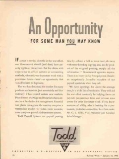 todd company 1943 an opportunity some man you may know ww2 vintage ad