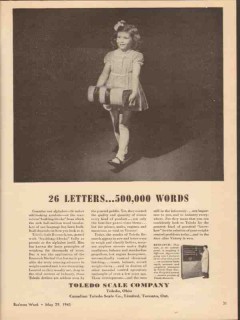 toledo scale company 1943 letters words building blocks ww2 vintage ad