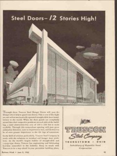 truscon steel company 1943 hanger doors 12 stories high vintage ad