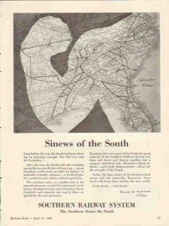 southern railway system 1943 sinews of the south trains ww2 vintage ad