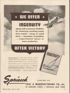 spriesch tool mfg company 1943 we offer ingenuity victory vintage ad spriesch tool mfg company 1943 we offer ingenuity victory vintage ad