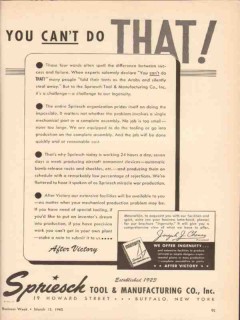 spriesch tool mfg company 1943 cant do that after victory vintage ad spriesch tool mfg company 1943 cant do that after victory vintage ad
