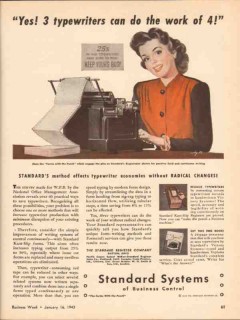 standard register company 1943 typewriter economy change vintage ad