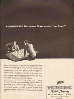 truscon steel company 1943 ferroglas glass made from iron vintage ad truscon steel company 1943 ferroglas glass made from iron vintage ad