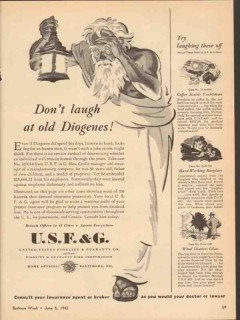 united states fidelity guaranty co 1943 dont laugh diogenes vintage ad