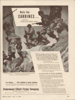 underwood elliott fisher co 1943 note carbines for victory vintage ad