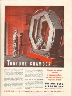 union bag paper corp 1943 torture chamber container ww2 vintage ad