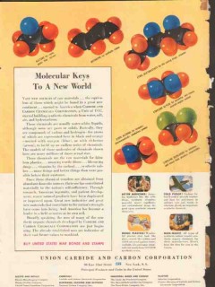 union carbide carbon corp 1943 molecular keys chemical ww2 vintage ad union carbide carbon corp 1943 molecular keys chemical ww2 vintage ad