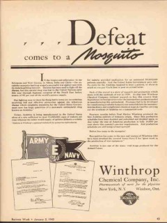 winthrop chemical company 1943 defeat mosquito atabrine ww2 vintage ad winthrop chemical company 1943 defeat mosquito atabrine ww2 vintage ad