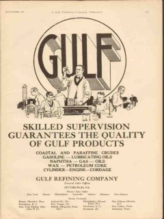 Gulf Refining Company 1929 Vintage Ad Oil Skilled Supervision Quality Gulf Refining Company 1929 Vintage Ad Oil Skilled Supervision Quality