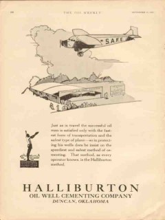 Halliburton Oil Well Cementing Company 1929 Vintage Ad Safest Method Halliburton Oil Well Cementing Company 1929 Vintage Ad Safest Method