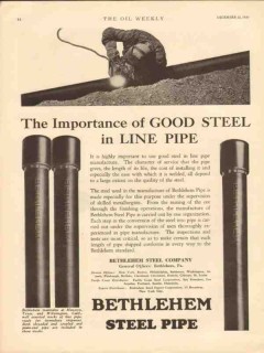 bethlehem steel company 1930 importance good line pipe oil vintage ad