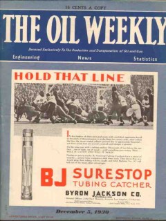 Byron Jackson Company 1930 Vintage Ad Oil Weekly Cover Surestop Tubing