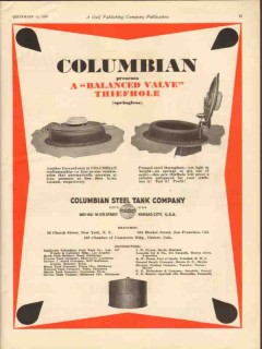 Columbian Steel Tank Company 1930 Vintage Ad Oil Balanced Valve