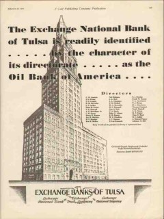 Exchange National Bank 1930 Vintage Ad Oil Petroleum Tulsa Identified Exchange National Bank 1930 Vintage Ad Oil Petroleum Tulsa Identified