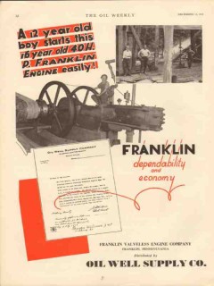 Franklin Valveless Engine Company 1930 Vintage Ad Earl Arnett Starts