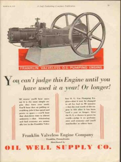 Franklin Valveless Engine Company 1930 Vintage Ad Oil Pumping Judge