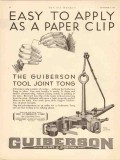 Guiberson Corp 1930 Vintage Ad Oil Drilling Tool Joint Tong Easy Apply