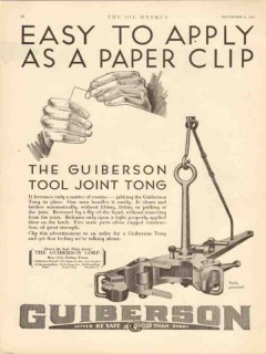 Guiberson Corp 1930 Vintage Ad Oil Drilling Tool Joint Tong Easy Apply
