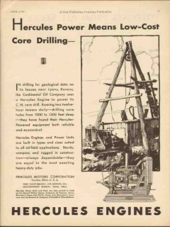 Hercules Motors Corp 1930 Vintage Ad Oil Field Core Drilling Low Cost